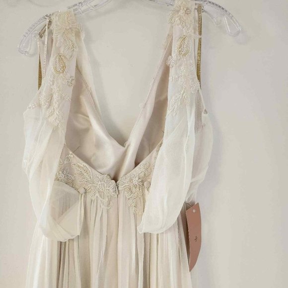 Jenny Yoo Aura Fairy Wing Wedding Dress BHLDN Anthropologie Silk Bridal Gown - Picture 12 of 16